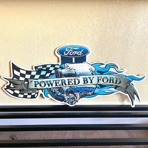 NEW Powered By Ford Metal Sign